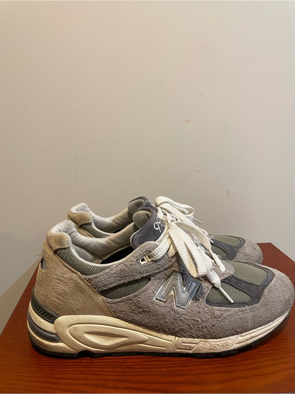 New Balance Gray and Cream Suede Mesh Sneakers - no box